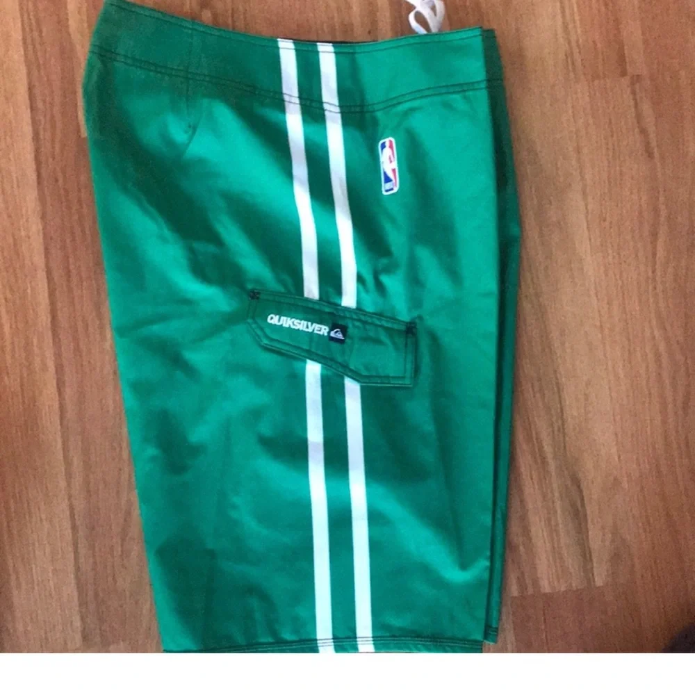 Quiksilver Green Fighting Irish Boardshorts with White Accents